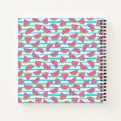 Neon Watermelon op Stripes Pattern Notitieboek (Achterkant)
