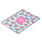 Neon Watermelon op Stripes Pattern Notitieboek (Linkerzijde)