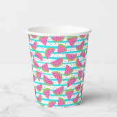 Neon Watermelon op Stripes Pattern Papieren Bekers (Achterkant)