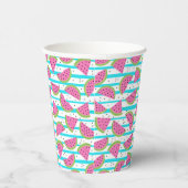 Neon Watermelon op Stripes Pattern Papieren Bekers (Rechts)