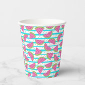 Neon Watermelon op Stripes Pattern Papieren Bekers (Voorkant)