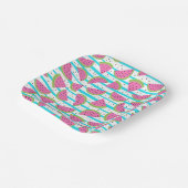 Neon Watermelon op Stripes Pattern Papieren Bordje (Gebogen)