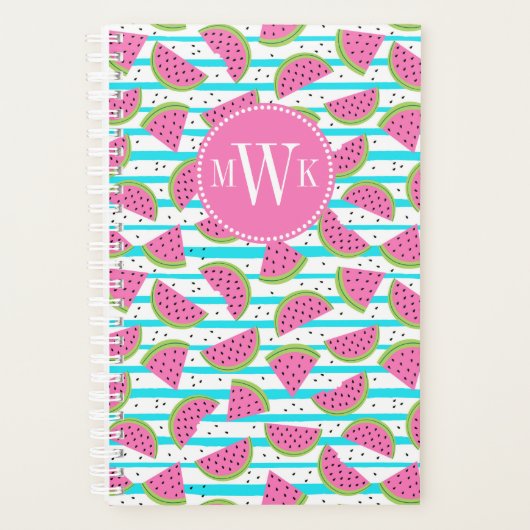 Neon Watermelon op Stripes Pattern Planner (Voorkant)
