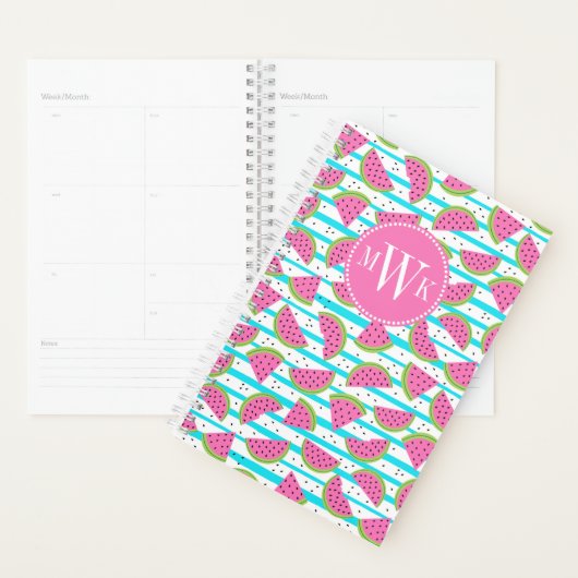 Neon Watermelon op Stripes Pattern Planner (Display)