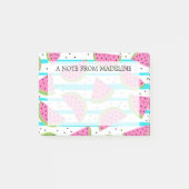 Neon Watermelon op Stripes Pattern Post-it® Notes (Voorkant)