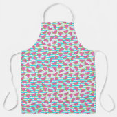 Neon Watermelon op Stripes Pattern Schort (Voorkant)