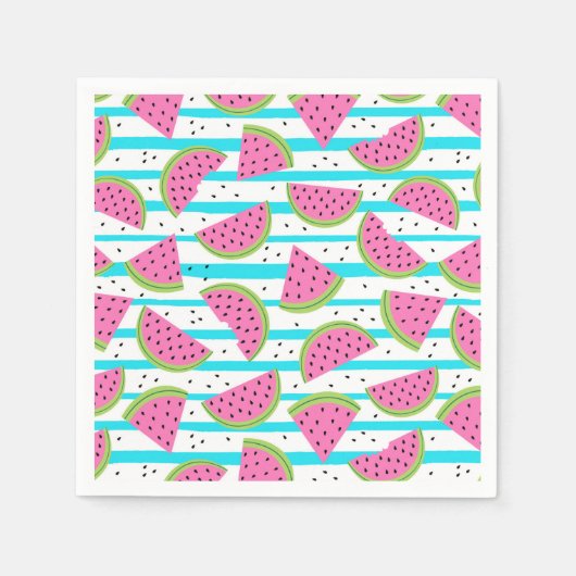 Neon Watermelon op Stripes Pattern Servet (Voorkant)