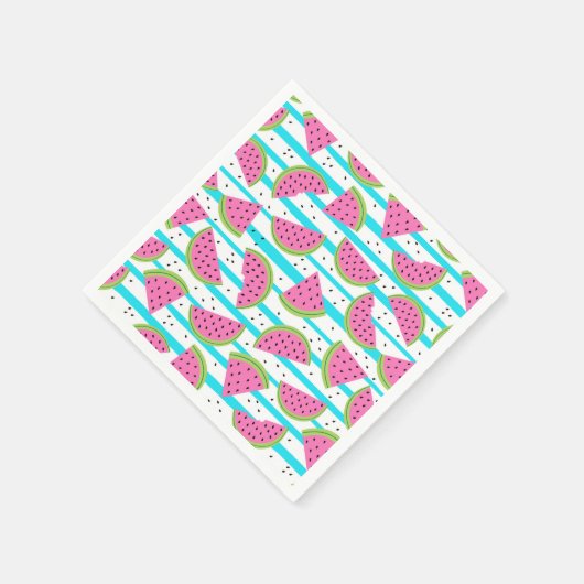 Neon Watermelon op Stripes Pattern Servet (Hoek)