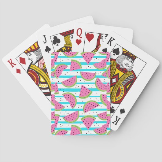 Neon Watermelon op Stripes Pattern Speelkaarten (Achterkant)