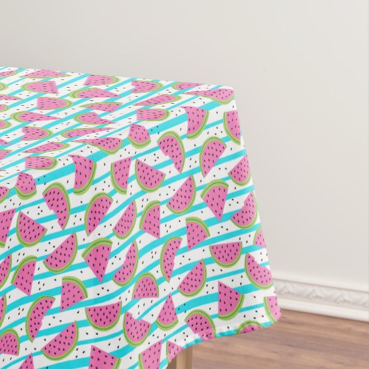 Neon Watermelon op Stripes Pattern Tafelkleed (Voorbeeld)