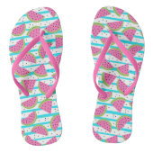 Neon Watermelon op Stripes Pattern Teenslippers (Voetbed)