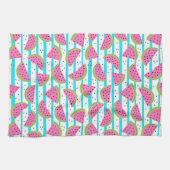 Neon Watermelon op Stripes Pattern Theedoek (Horizontaal)
