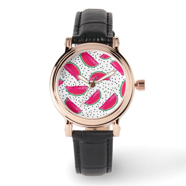 Neon Watermelon over het zaadpatroon Horloge (Voorkant)