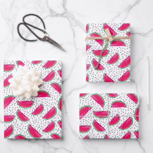 Neon Watermelon over het zaadpatroon Inpakpapier Vel