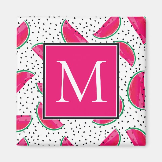 Neon Watermelon over het zaadpatroon Magneet (Voorkant)