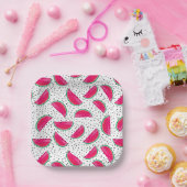 Neon Watermelon over het zaadpatroon Papieren Bordje (Feest)