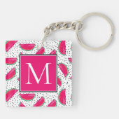 Neon Watermelon over het zaadpatroon Sleutelhanger (Achterkant)