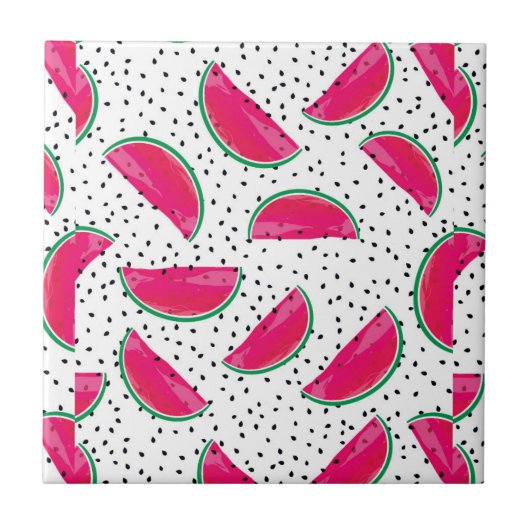 Neon Watermelon over het zaadpatroon Tegeltje (Voorkant)