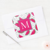 Neon Watermelon over het zaadpatroon Vierkante Sticker (Envelop)