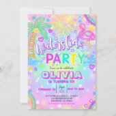 Neon Waterslide Uitnodiging Regenboogwaterglijbaan (Voorkant)