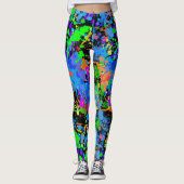 Neon Waterverf, Abstract, Paint Splatter, Leggings (Voorkant)