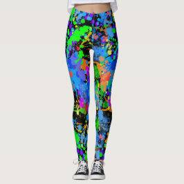 Neon Waterverf, Abstract, Paint Splatter, Leggings