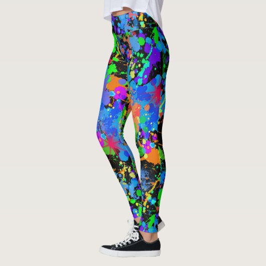 Neon Waterverf, Abstract, Paint Splatter, Leggings (Links)