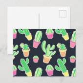 Neon Waterverf Cacti in Pots Pattern Briefkaart (Voorkant / Achterkant)