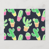 Neon Waterverf Cacti in Pots Pattern Briefkaart (Voorkant)
