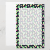 Neon Waterverf Cacti in Pots Pattern Briefpapier (Voorkant / Achterkant)