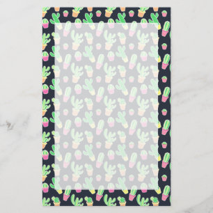 Neon Waterverf Cacti in Pots Pattern Briefpapier