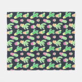 Neon Waterverf Cacti in Pots Pattern Fleece Deken (Voorkant (Horizontaal))