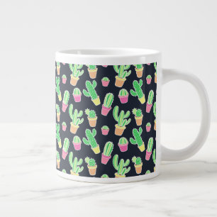 Neon Waterverf Cacti in Pots Pattern Grote Koffiekop