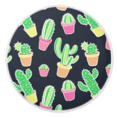 Neon Waterverf Cacti in Pots Pattern Keramische Knop (Voorkant)