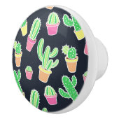 Neon Waterverf Cacti in Pots Pattern Keramische Knop (Rechts)