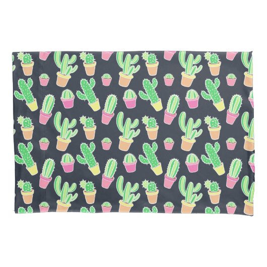 Neon Waterverf Cacti in Pots Pattern Kussensloop (Voorkant-Links)