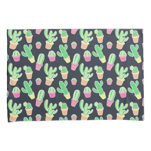 Neon Waterverf Cacti in Pots Pattern Kussensloop (Voorkant-Rechts)