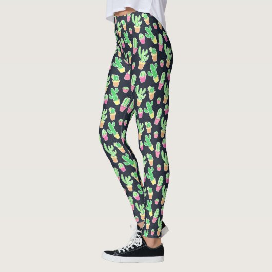 Neon Waterverf Cacti in Pots Pattern Leggings (Links)