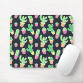 Neon Waterverf Cacti in Pots Pattern Muismat (Met muis)