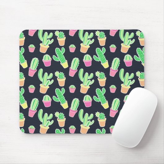 Neon Waterverf Cacti in Pots Pattern Muismat (Met muis)