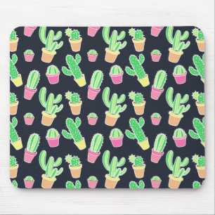 Neon Waterverf Cacti in Pots Pattern Muismat