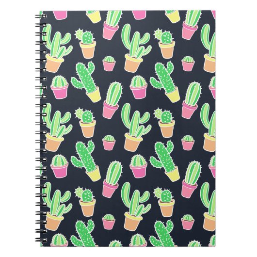 Neon Waterverf Cacti in Pots Pattern Notitieboek (Voorkant)