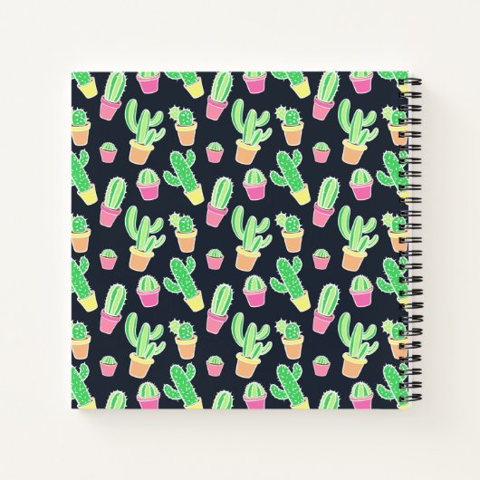 Neon Waterverf Cacti in Pots Pattern Notitieboek (Achterkant)