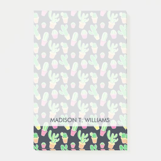 Neon Waterverf Cacti in Pots Pattern Post-it® Notes (Voorkant)