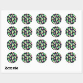 Neon Waterverf Cacti in Pots Pattern Ronde Sticker (Vel)