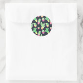 Neon Waterverf Cacti in Pots Pattern Ronde Sticker (Tas)