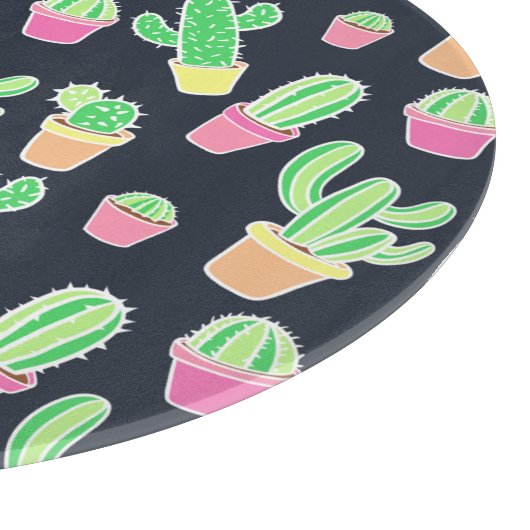 Neon Waterverf Cacti in Pots Pattern Snijplank (Hoek)