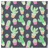 Neon Waterverf Cacti in Pots Pattern Stof (Swatch)
