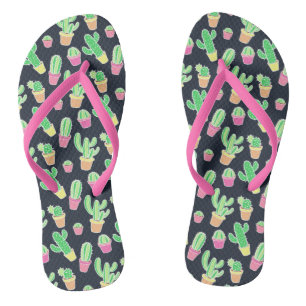 Neon Waterverf Cacti in Pots Pattern Teenslippers