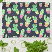 Neon Waterverf Cacti in Pots Pattern Theedoek (Gevouwen)